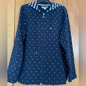 Christopher & Banks Navy Blue Hoodie with Colorful Dots. Like new. Size L.